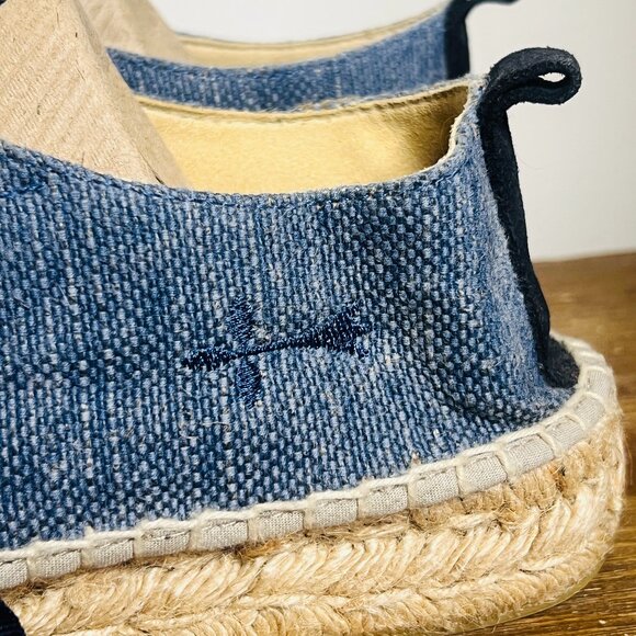Manebi Hampton's Lace Up Espadrille Sneakers in Chambray 37 6.5 Coastal Prep - Picture 4 of 7